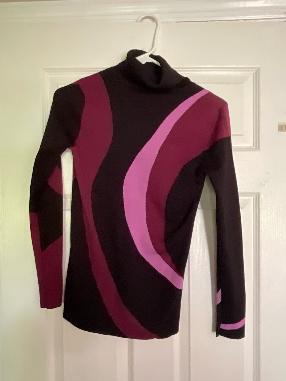Chico's Black and Berry Striped Knit Top